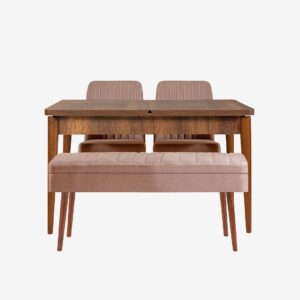 Hanah Home – Set med bord och stolar (4 delar) – Gina – Brun – Matgrupp 4 personer – Från Homeroom