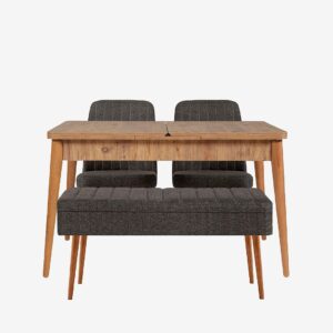 Hanah Home – Set med bord och stolar (4 delar) – Gina – Brun – Matgrupp 4 personer – Från Homeroom