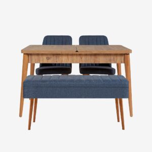 Hanah Home – Set med bord och stolar (4 delar) – Gina – Brun – Matgrupp 4 personer – Från Homeroom