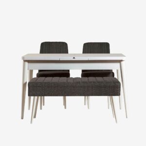 Hanah Home – Set med bord och stolar (4 delar) – Gina – Grå – Matgrupp 4 personer – Från Homeroom