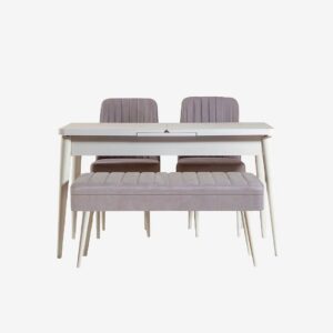 Hanah Home – Set med bord och stolar (4 delar) – Gina – Grå – Matgrupp 4 personer – Från Homeroom