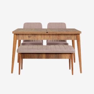 Hanah Home – Set med bord och stolar (4 delar) Vina – Brun – Matgrupp 4 personer – Från Homeroom