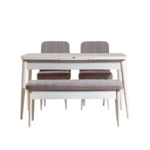 Hanah Home – Set med bord och stolar (4 delar) Vina – Vit – Matgrupp 4 personer – Från Homeroom