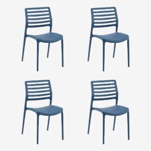 Hanah Home – Stolsuppsättning (4 delar) Louise – Blå – Matstolar – Från Homeroom