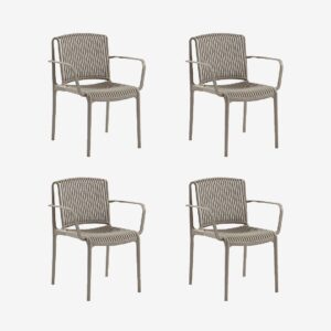Hanah Home – Stolsuppsättning (4 delar) – Nes Armrest – Brun – Matstolar – Från Homeroom