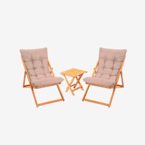 Hanah Home – Trädgårdsset med bord och stolar (3 delar) – Alen – Brun – Loungemöbler – Från Homeroom