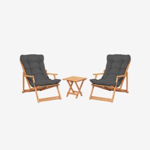 Hanah Home – Trädgårdsset med bord och stolar (3 delar) – Larin – Grå – Loungemöbler – Från Homeroom