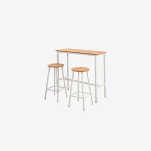 Hanah Home – Uppsättning barbord och barstolar Diana – Vit – Matgrupp 2 personer – Från Homeroom