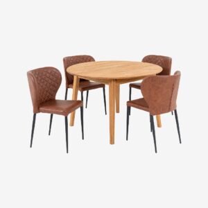 House Nordic – Matbordsuppsättning Metz And Pisa – Brun – Matgrupp 4 personer – Från Homeroom