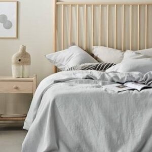 JONIE påslakanset dubbelsäng Ljusgrå