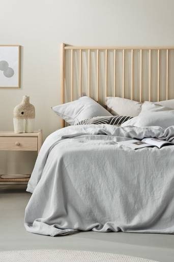JONIE påslakanset dubbelsäng Ljusgrå