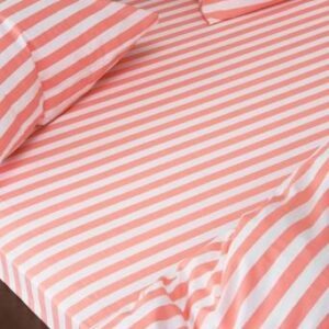 KAYO dra-på-lakan Korallrosa/vit