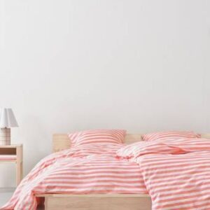 KAYO påslakanset enkelsäng Korallrosa/vit