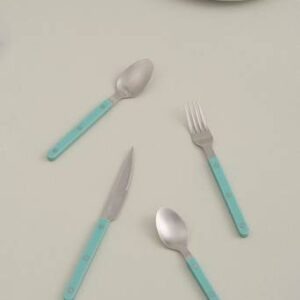 KIAN bestickset 24-pack Matt silver/turkosgrön