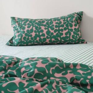 KNOTA 90×50 cm ekologisk örngott Rosa/grön