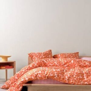 KNOTA påslakanset dubbelsäng ekologisk Persika/orange