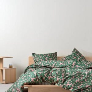 KNOTA påslakanset dubbelsäng ekologisk Rosa/grön