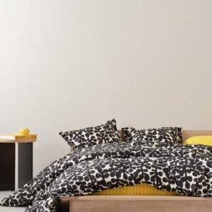 KNOTA påslakanset dubbelsäng ekologisk Vit/svart