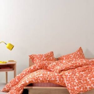 KNOTA påslakanset enkelsäng ekologisk Persika/orange