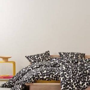 KNOTA påslakanset enkelsäng ekologisk Vit/svart