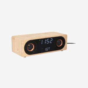 Karlsson – Väckarklocka Classic Bt Speaker Radio W. Phone Charger – Brun – Väggklockor & bordsur – Från Homeroom
