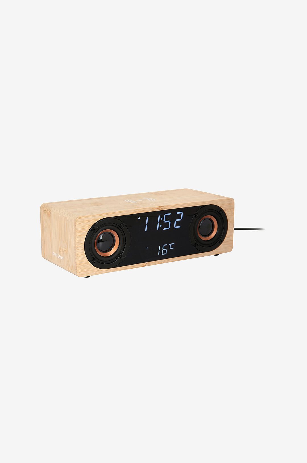 Karlsson - Väckarklocka Classic Bt Speaker Radio W. Phone Charger - Brun - Väggklockor & bordsur - Från Homeroom