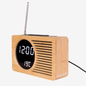 Karlsson – Väckarklocka Retro Radio Bamboo – Brun – Väggklockor & bordsur – Från Homeroom