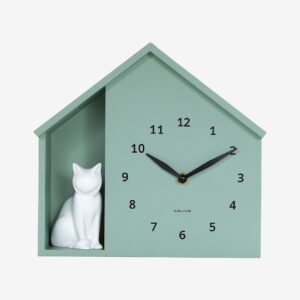 Karlsson – Väggklocka Sitting Cat – Grön – Väggklockor & bordsur – Från Homeroom