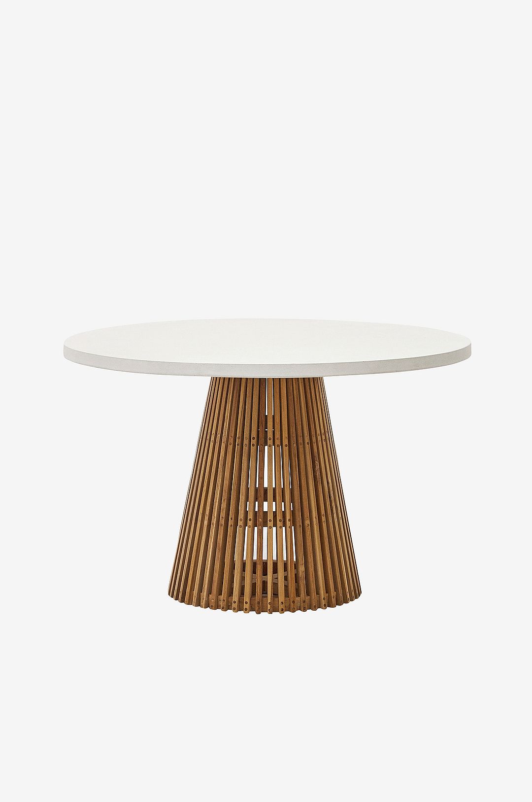 Kave Home - Alcaufar runt utomhusbord av massivt teakträ och vit cement Ã~ 120 cm - Vit - Matbord utomhus - Från Homeroom