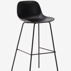 Kave Home – Altea pall med stålben 75 cm – Svart – Barstolar & pallar – Från Homeroom