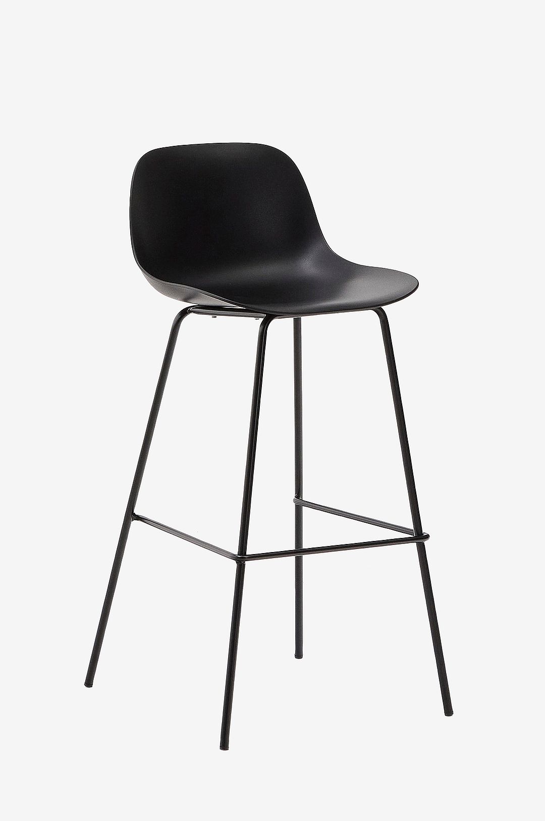 Kave Home – Altea pall med stålben 75 cm – Svart – Barstolar & pallar – Från Homeroom