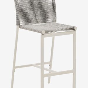 Kave Home – Culip utomhuspall av rep och vit aluminium, 65 cm – Vit – Barstolar – Från Homeroom