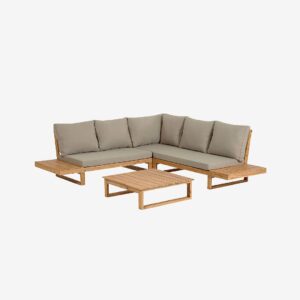 Kave Home – Hörnsoffa Flaviina, 5-sits – Brun – Loungesoffor – Från Homeroom