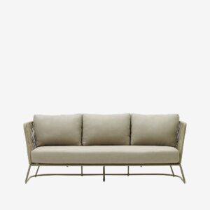 Kave Home – Saconca 3-sitsig utesoffa av sladd och grönt galvaniserat stål, 189 cm – Grön – Loungesoffor – Från Homeroom