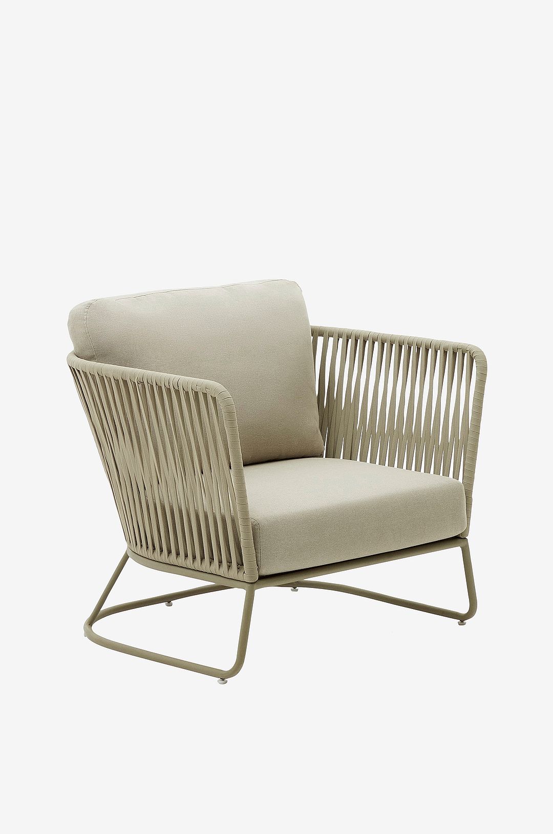 Kave Home – Saconca utomhusfåtölj tillverkad av sladd och grönt galvaniserat stål – Grön – Utefåtöljer – Från Homeroom