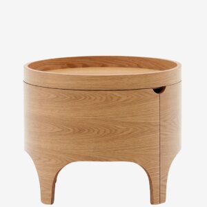 Kave Home – Sängbord av ask plywood Octavia Ø 55 cm – Brun – Sängbord – Från Homeroom