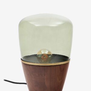 Kave Home – Silex bordslampa av valnötsfanér och grönt glas – Grön – Bordslampor – Från Homeroom