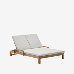 Kave Home – Sonsaura dubbel solstol tillverkad av 100% Fsc massivt eukalyptusträ – Beige – Solstolar & solsängar – Från Homeroom