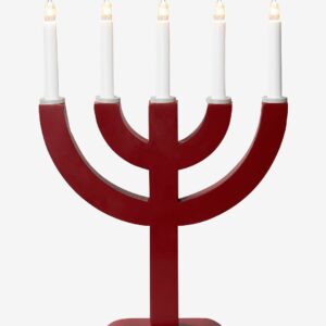 Konstsmide – Elljusstake 5 ljus trä 41,7cm – Röd – Adventsljusstakar – Från Homeroom