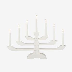 Konstsmide – Elljusstake 7 lj trä 39cm – Vit – Adventsljusstakar – Från Homeroom