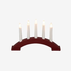 Konstsmide – Ljusstake trä 5 glödlampor 21,5cm – Röd – Adventsljusstakar – Från Homeroom