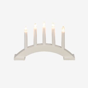 Konstsmide – Ljusstake trä 5 glödlampor 21,5cm – Vit – Adventsljusstakar – Från Homeroom