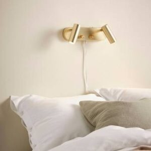 LEE vägglampa – dubbel Borstad mässing