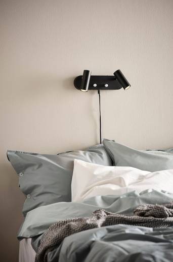 LEE vägglampa – dubbel Svart