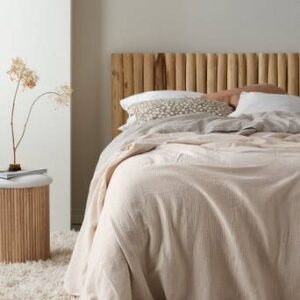 LILIA överkast – dubbelsäng 250×250 cm – ekologisk Linnebeige