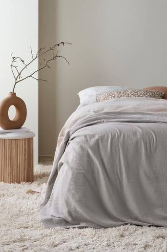 LILIA överkast – enkelsäng 180×260 cm – ekologisk Grå