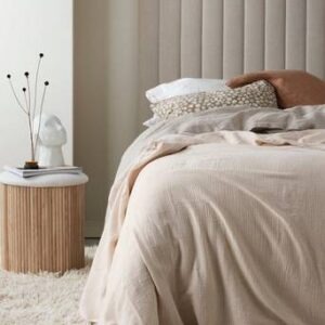 LILIA överkast – enkelsäng 180×260 cm – ekologisk Linnebeige