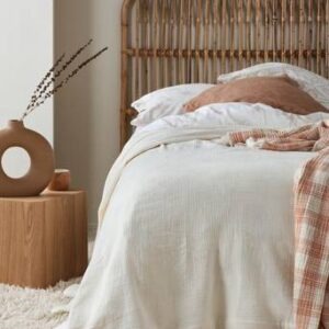 LILIA överkast – enkelsäng 180×260 cm – ekologisk Naturvit