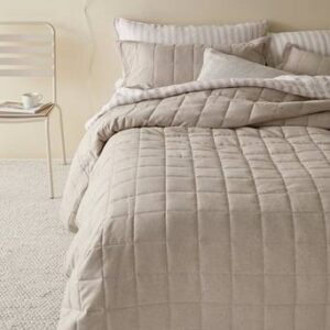 LINDEN överkast – dubbelsäng 260×260 cm Linnebeige