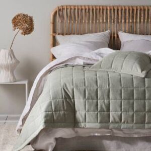 LINDEN överkast – dubbelsäng 260×260 cm Mörkgrön